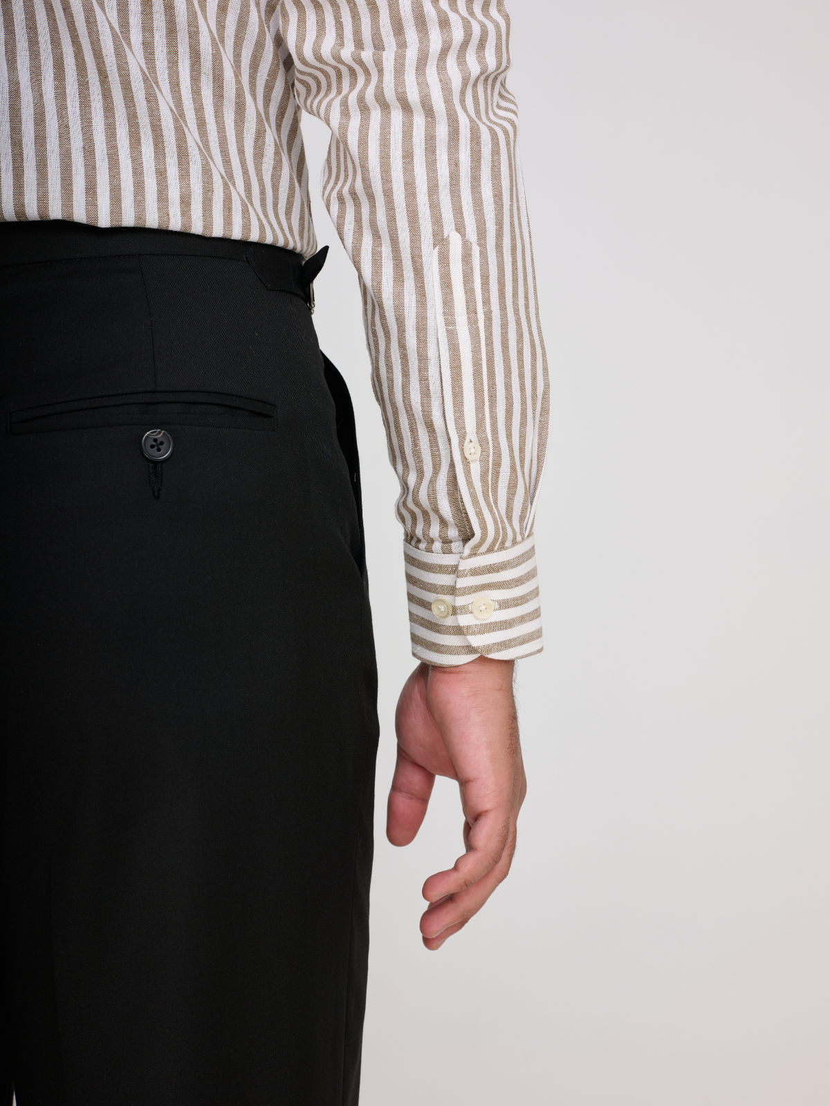 Brown & White Stripe Point Collar Shirt
