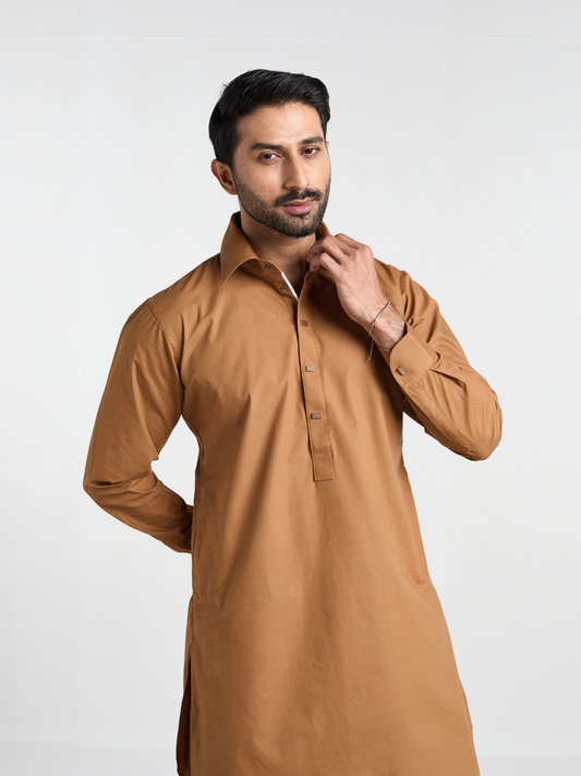 Golden Brown Modern Kabli Suit