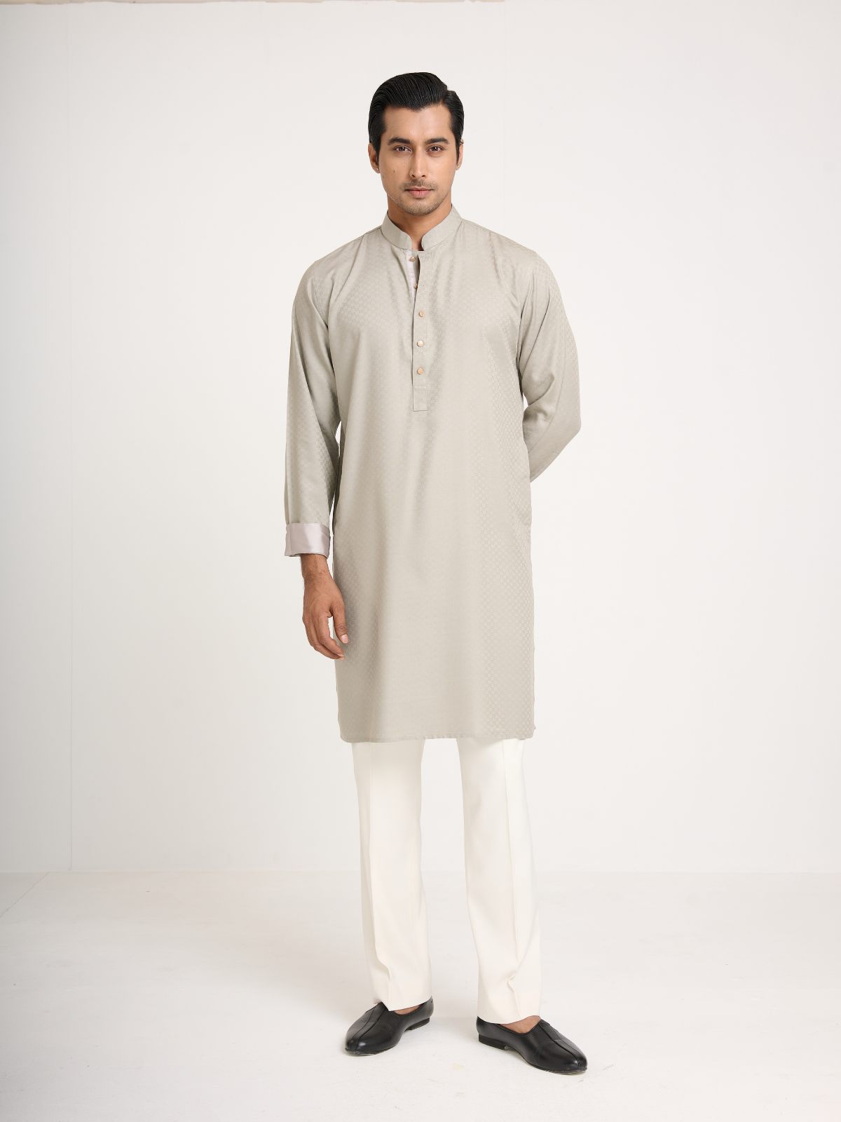 Ivory Self Print Kurta