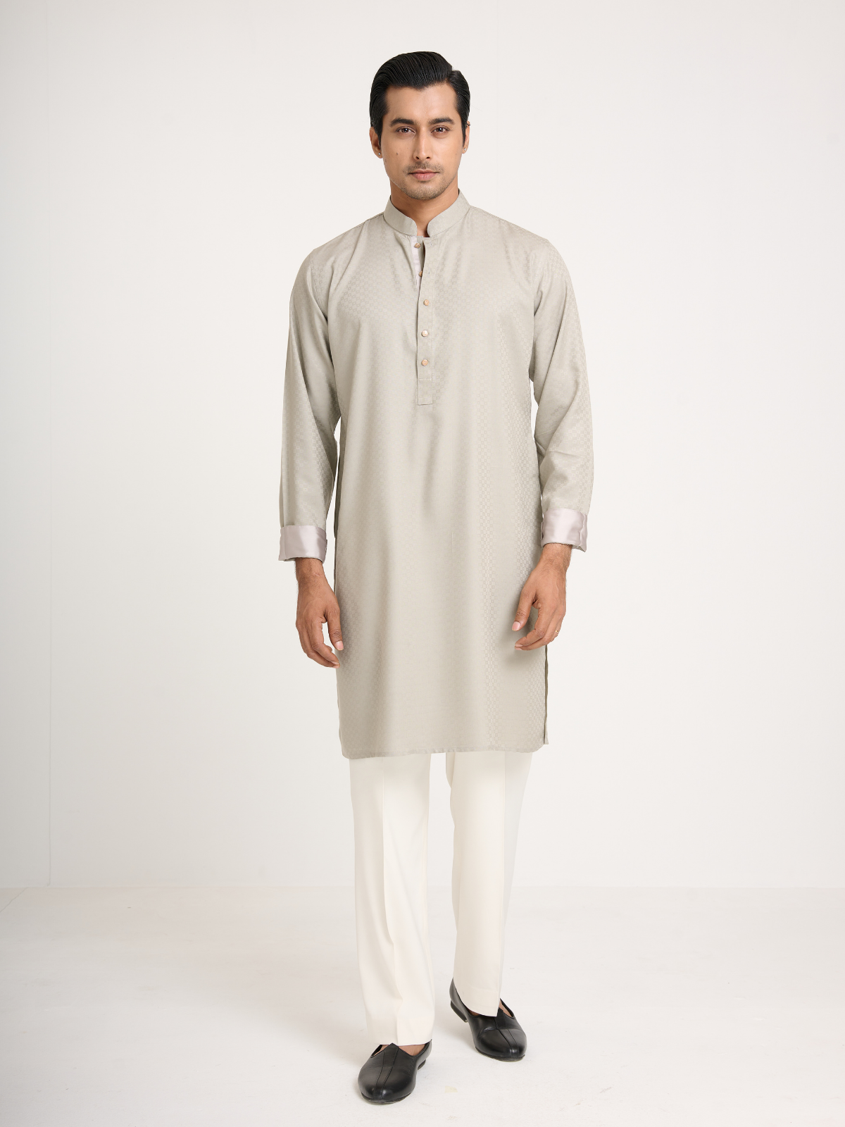 Ivory Self Print Kurta