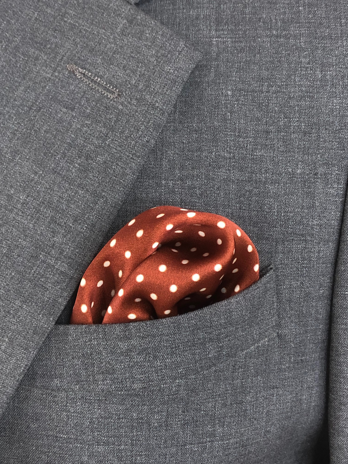 Crimson Polka Silk Pocket Square