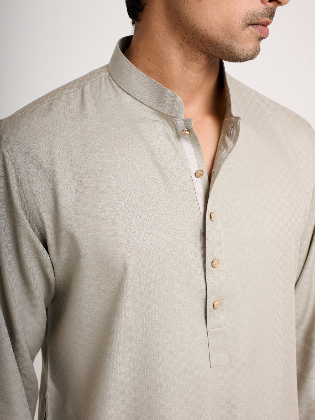 Ivory Self Print Kurta