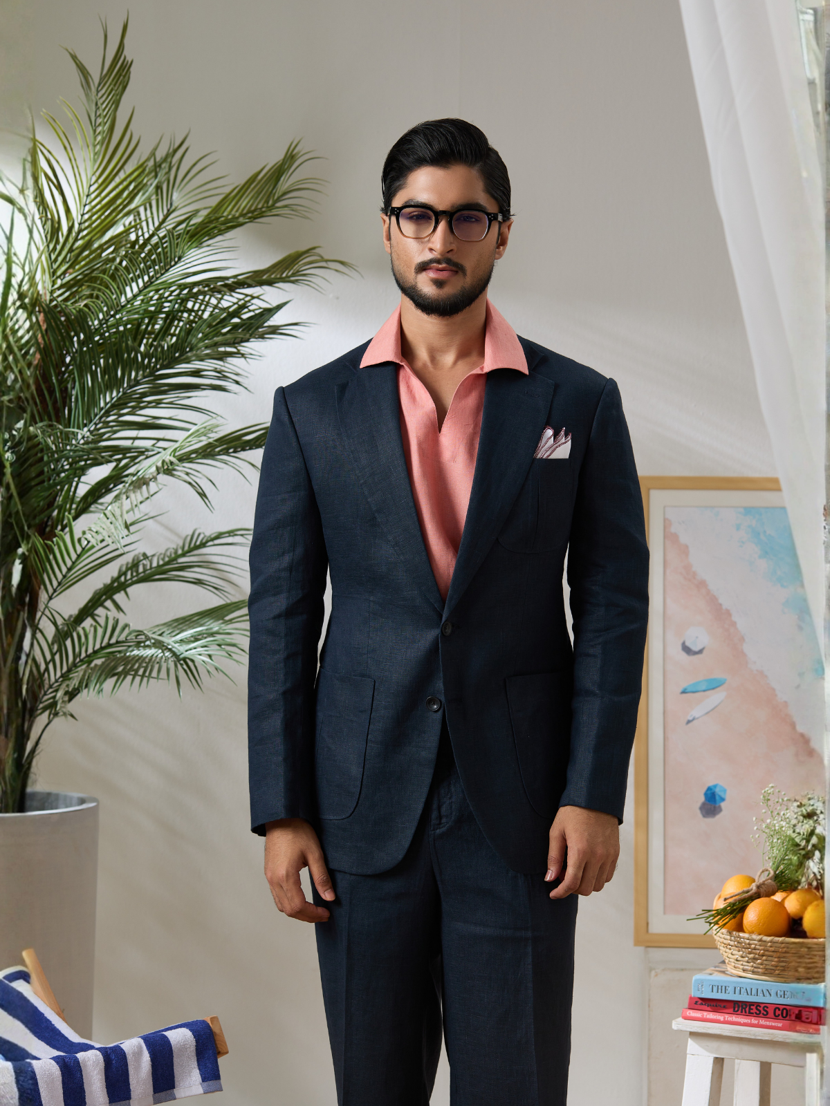 Navy Linen Blazer