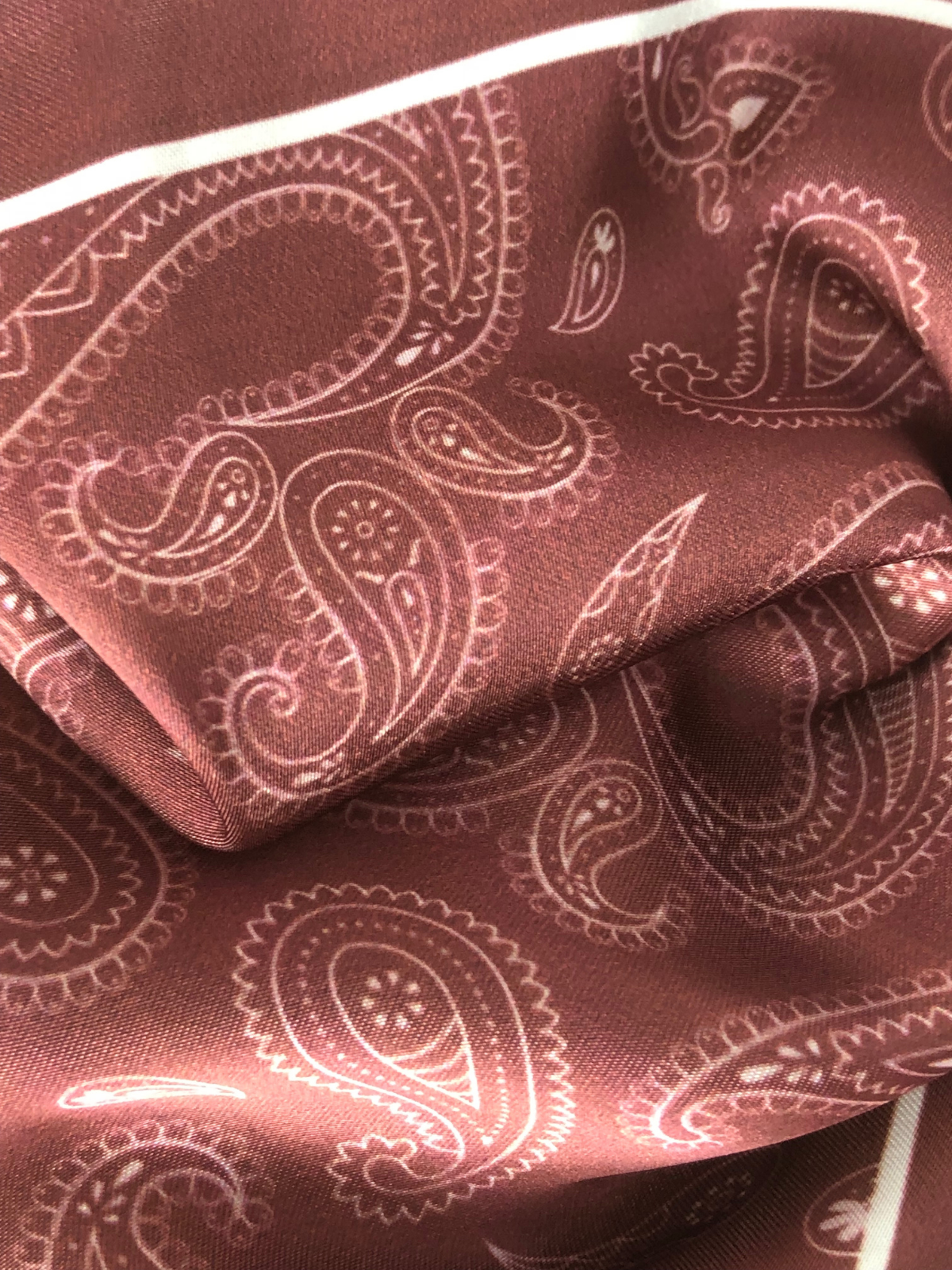 Crimson with Heavy White Paisley Silk Pocket Square
