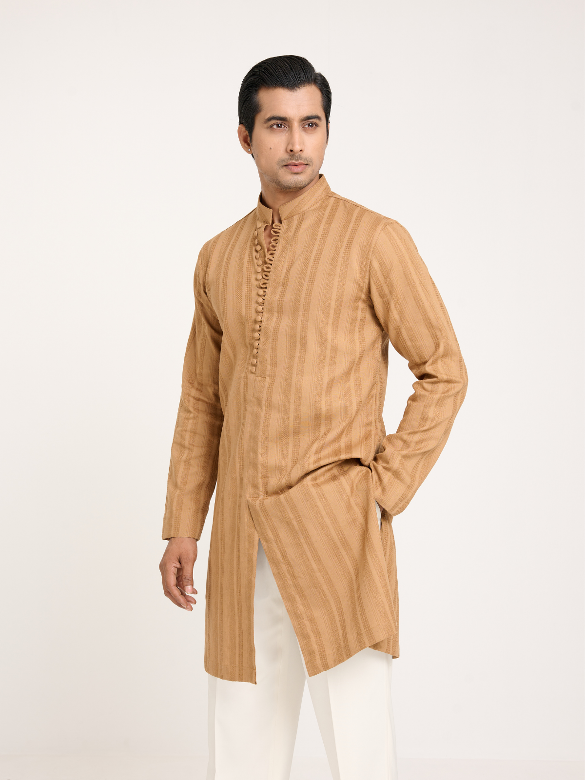 Camel Sherwani Cut Kurta