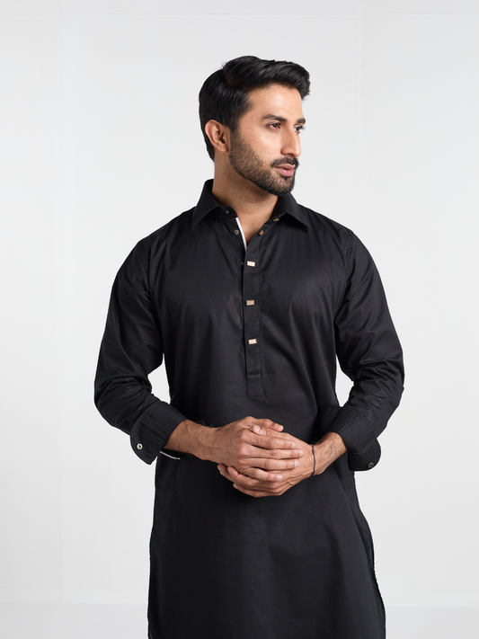 Black Modern Kabli Suit