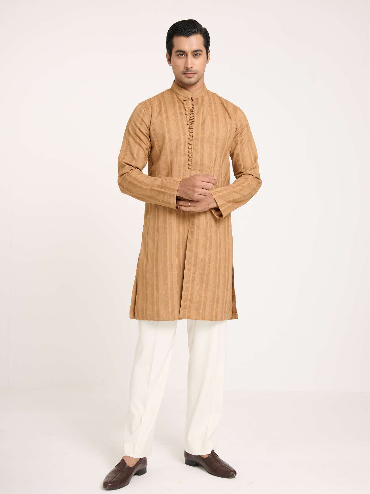 Camel Sherwani Cut Kurta