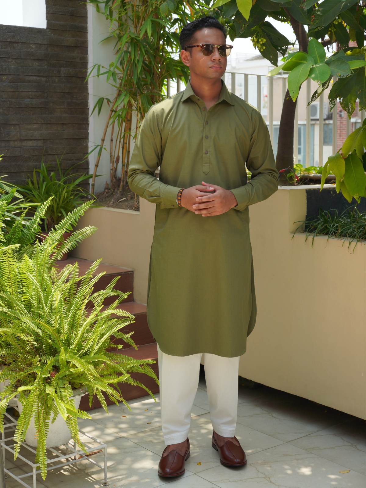 Olive Kabli cut Kurta