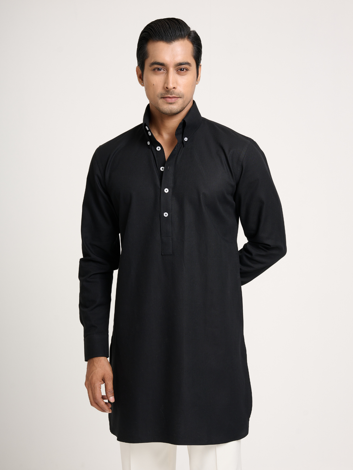Black Button Down Kurta