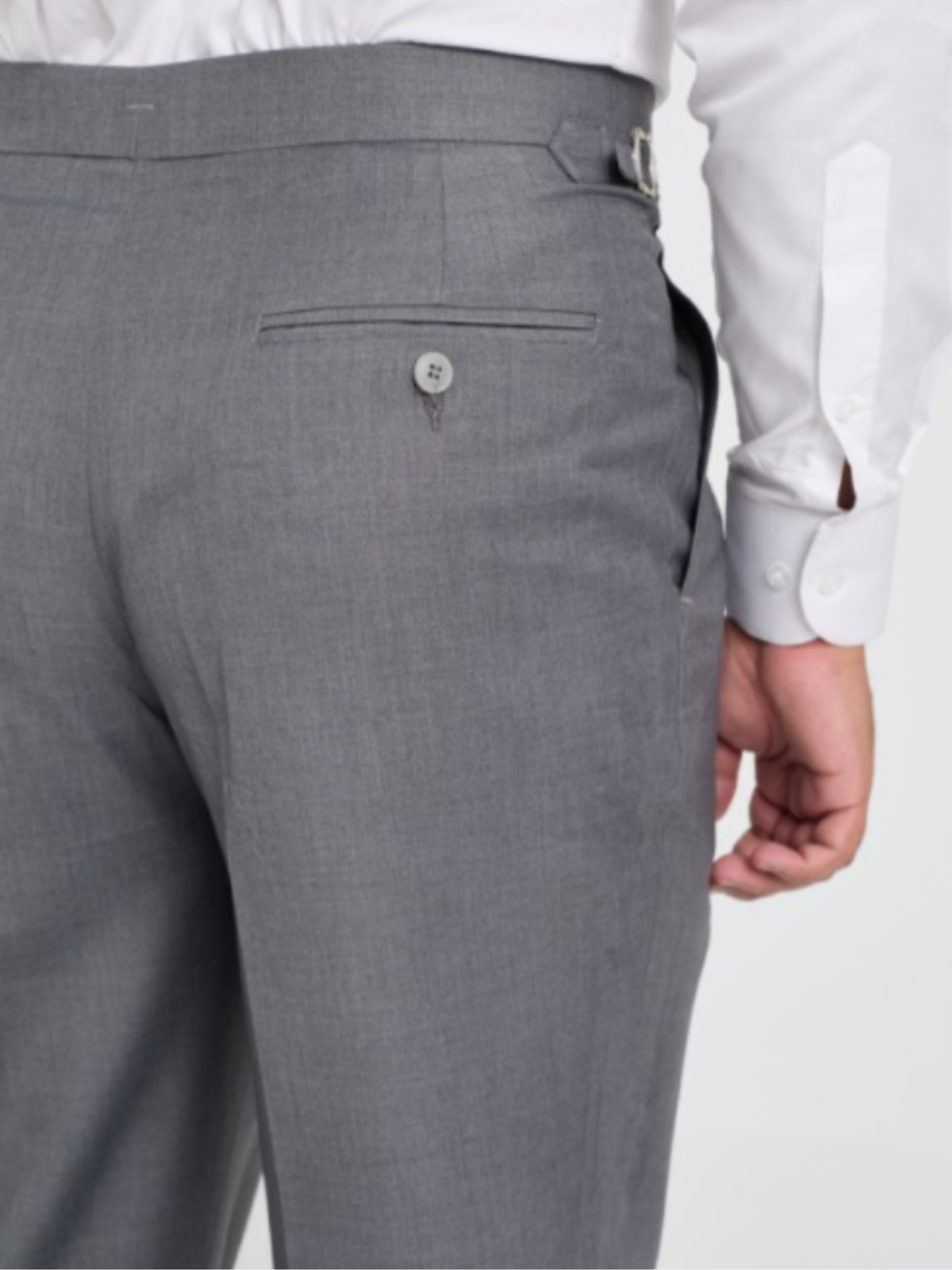 Mid-Grey Single-Pleat Side Adjuster Trousers
