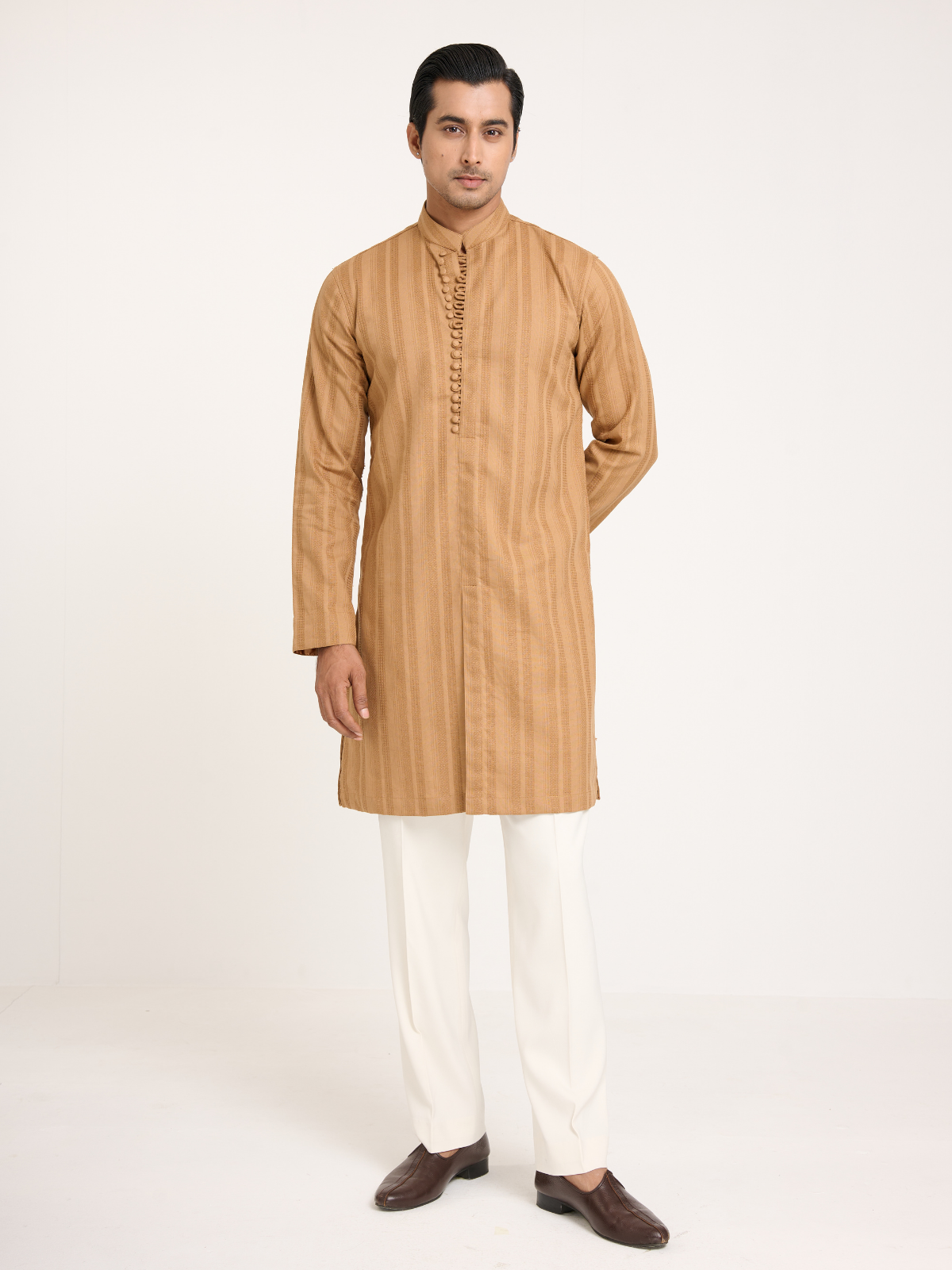 Camel Sherwani Cut Kurta