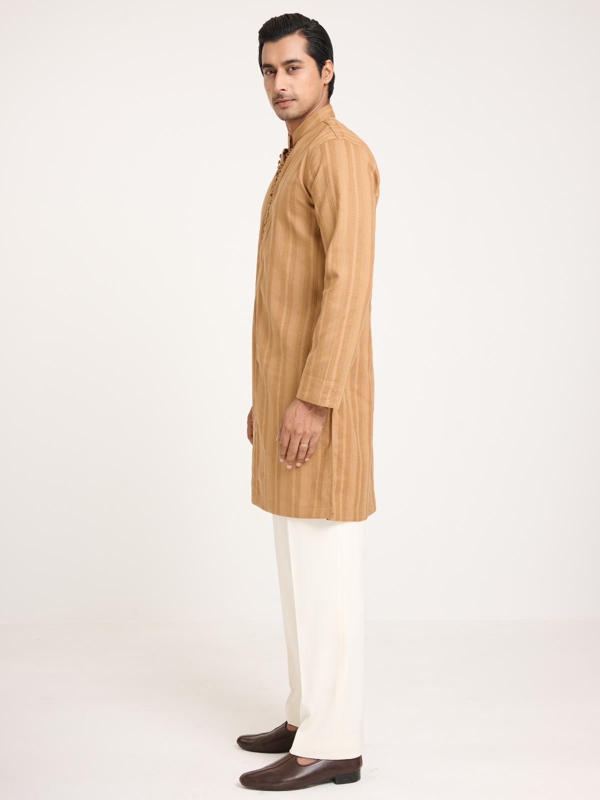 Camel Sherwani Cut Kurta