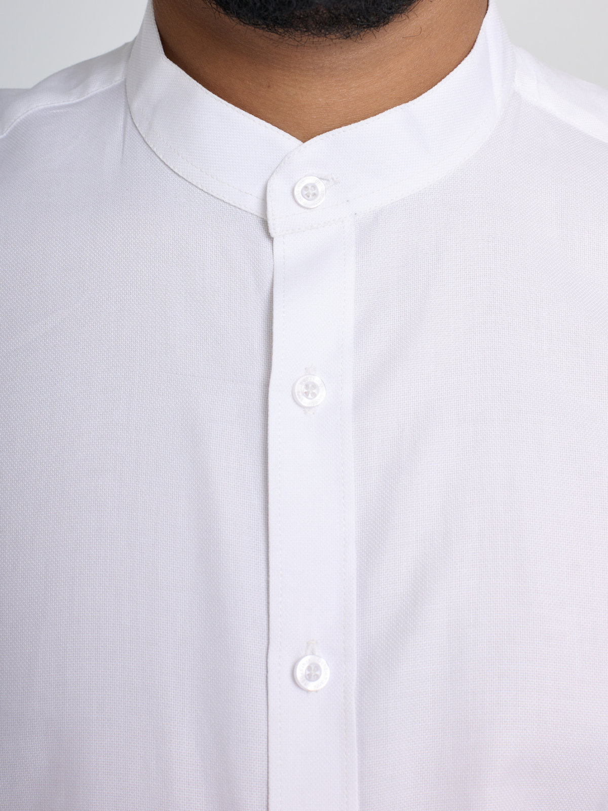 Band Collar White Formal Shirt