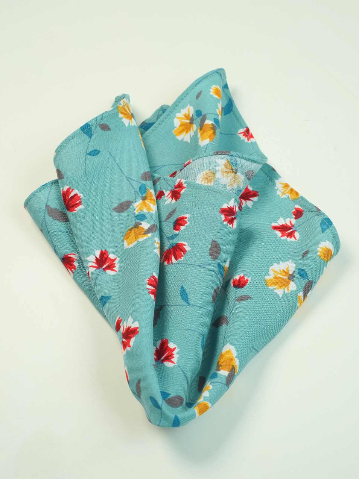 Ice Blue Floral Pocket Square