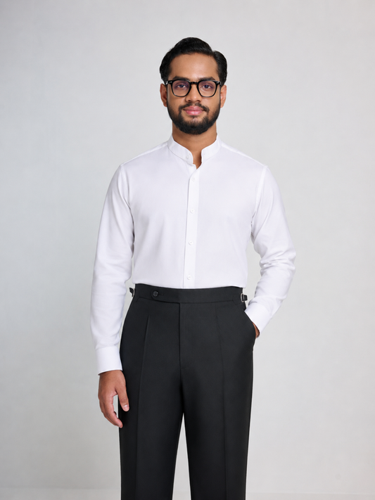 Band Collar White Formal Shirt