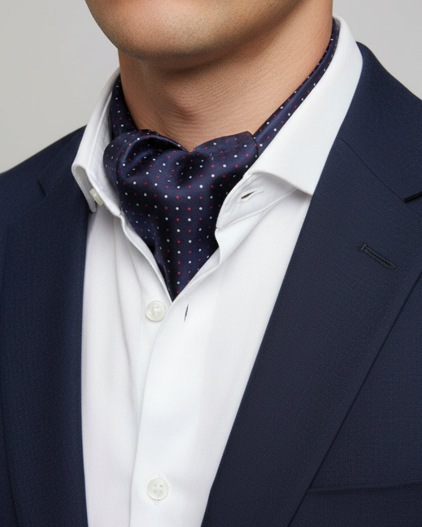 Navy Multi Color Micro Dot Ascot