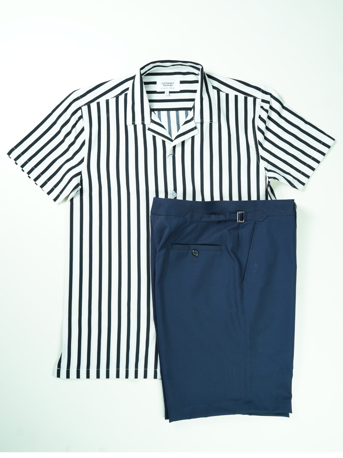 Black & white Stripe Cuban Half Shirt