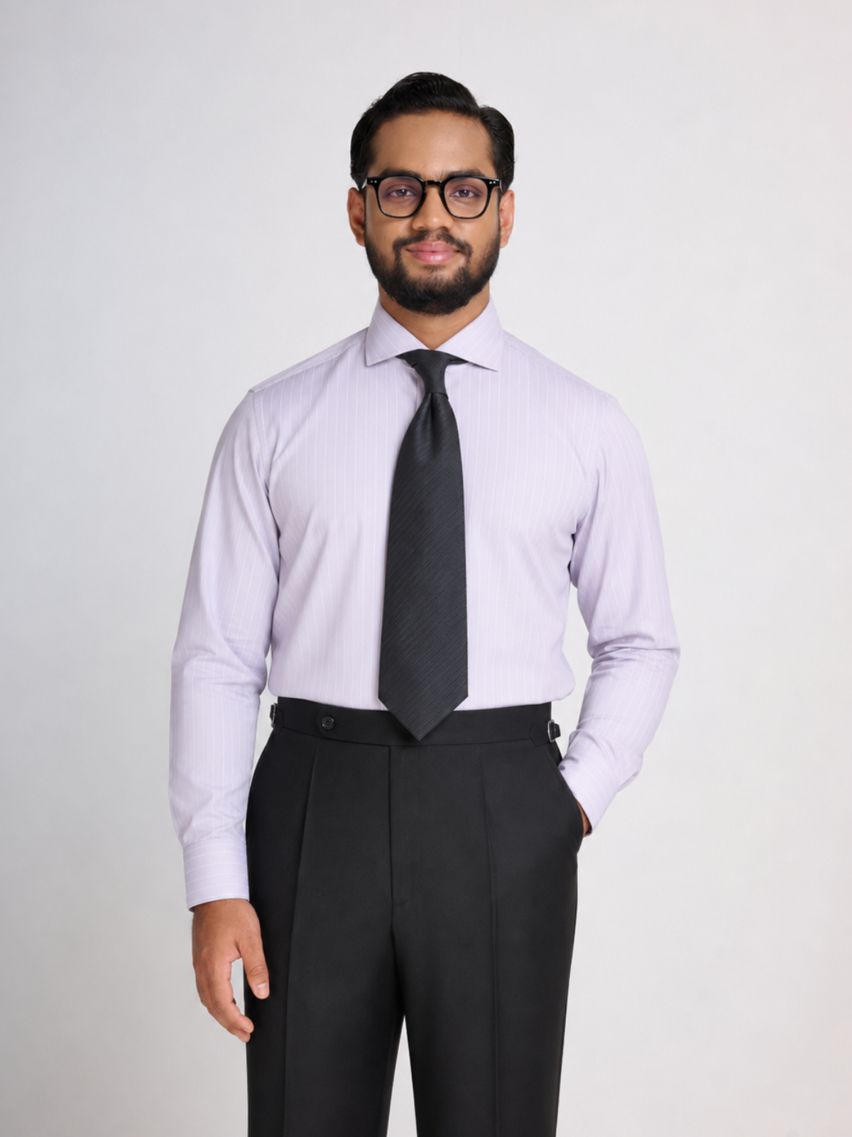 Lavender Self-Stripe Cutaway Shirt