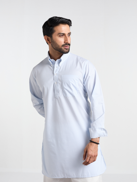 Sky Button Down Short Kurta