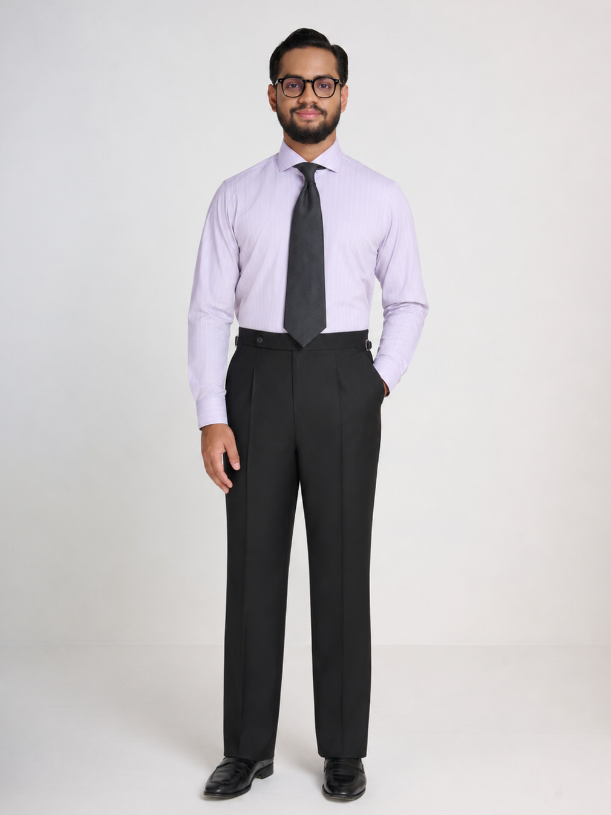 Lavender Self-Stripe Cutaway Shirt