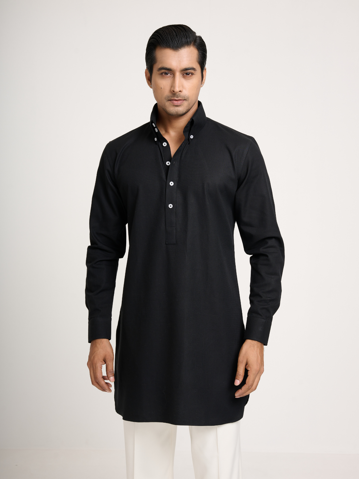 Black Button Down Kurta