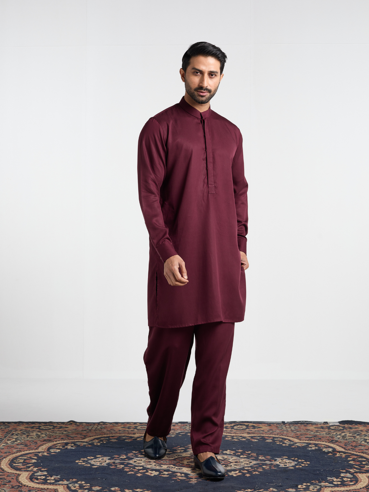 Burgundy Slim Kabli Suit