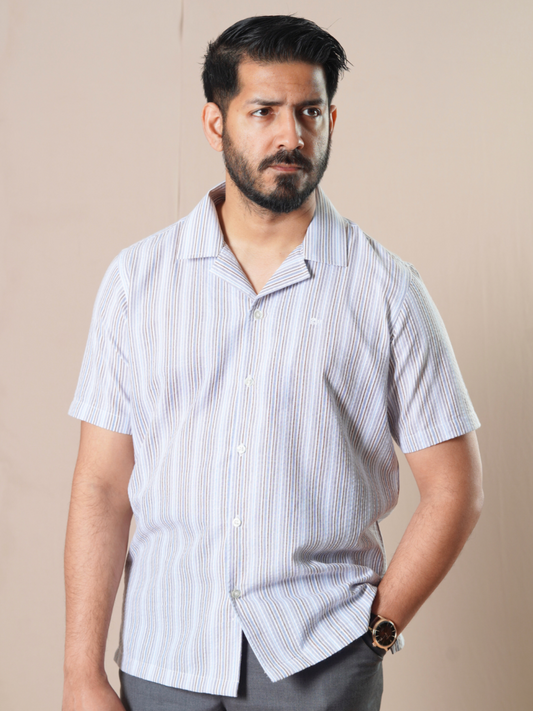 Sky Multi Stripe Cuban Shirt