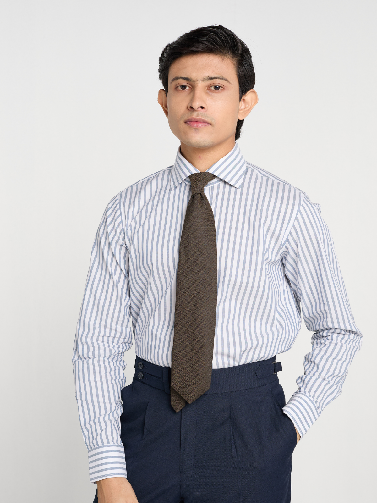 Stone Blue Bengal Stripe Formal Shirt