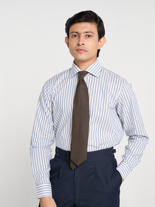 Stone Blue Bengal Stripe Formal Shirt