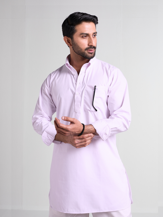 Lavender Button Down Short Kurta