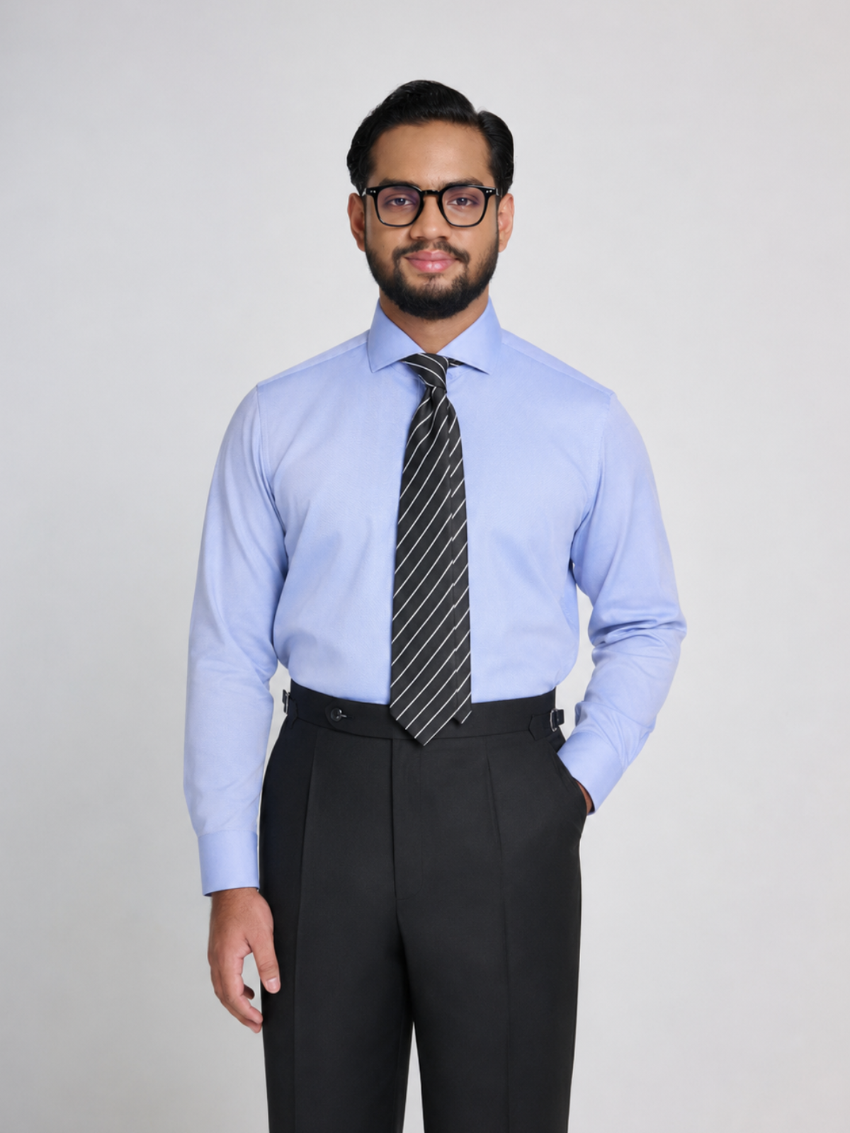 Light Blue Micro-Texture Cutaway Shirt.