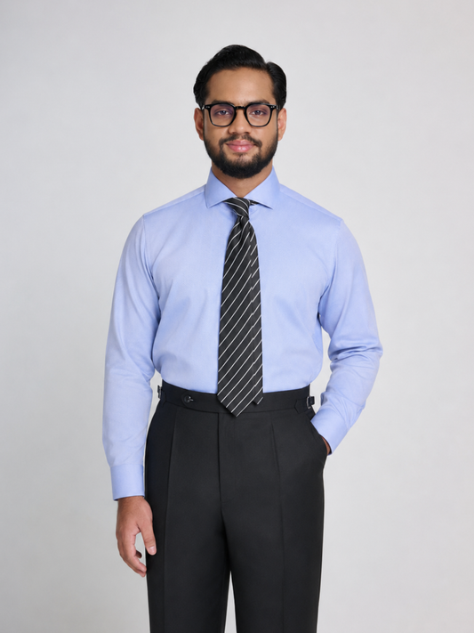 Light Blue Micro-Texture Cutaway Shirt.