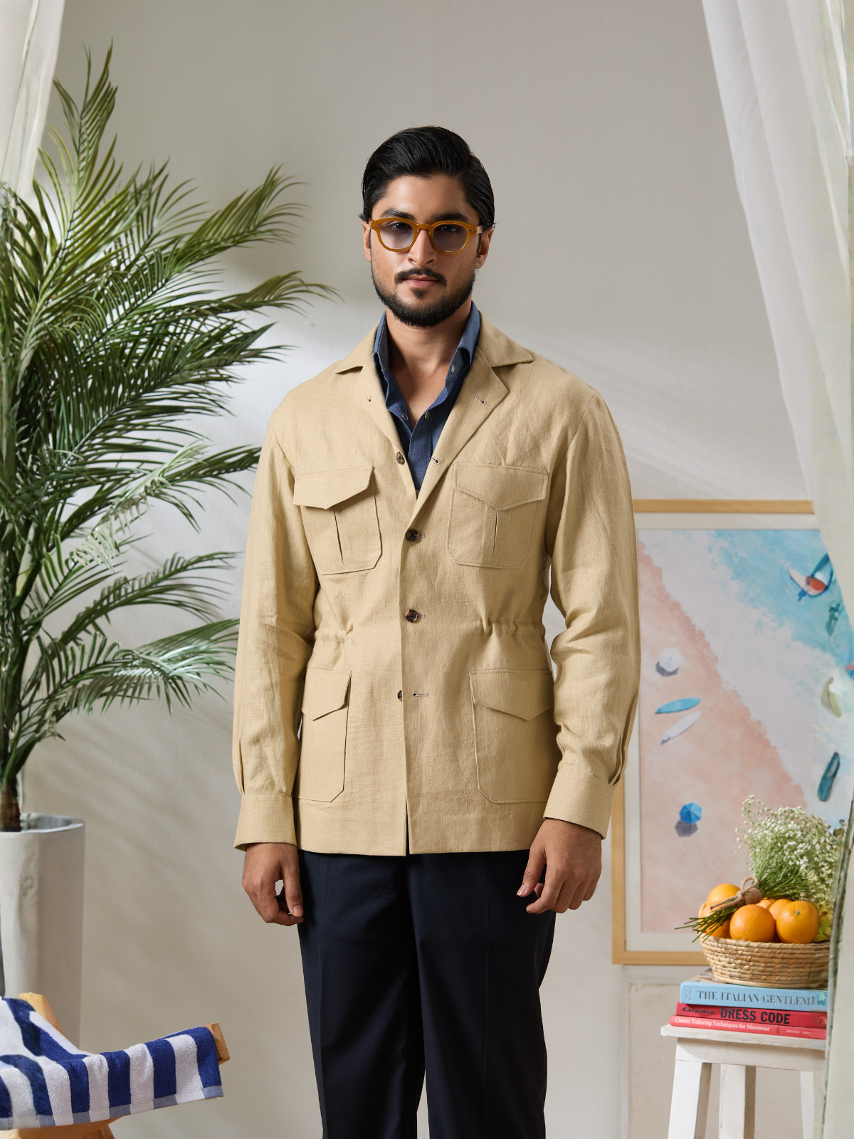 Tan Linen Jungle Jacket