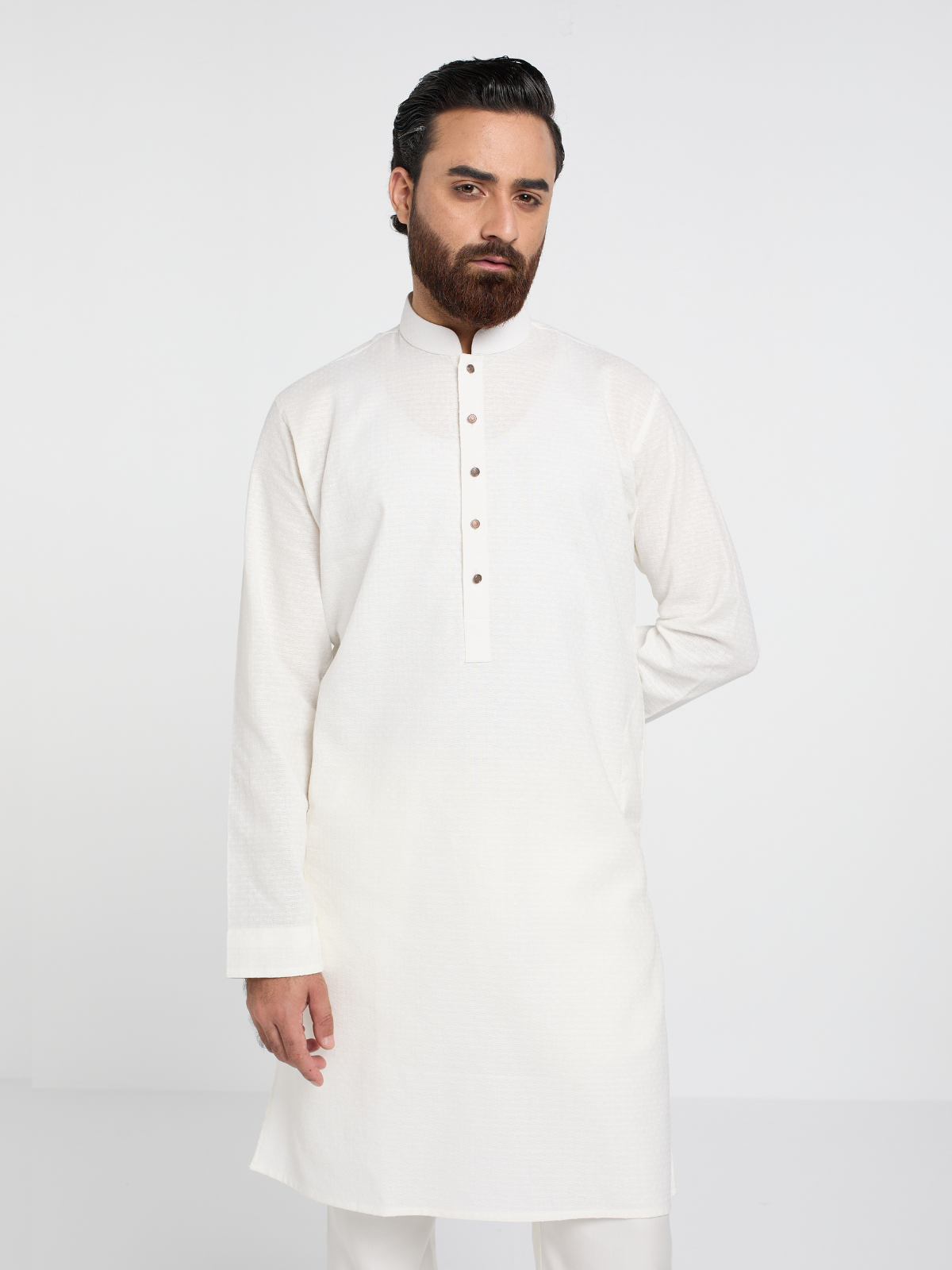 White Textured Kurta