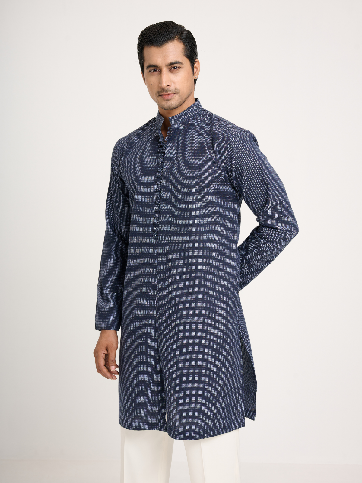 Navy Sherwani Cut Kurta