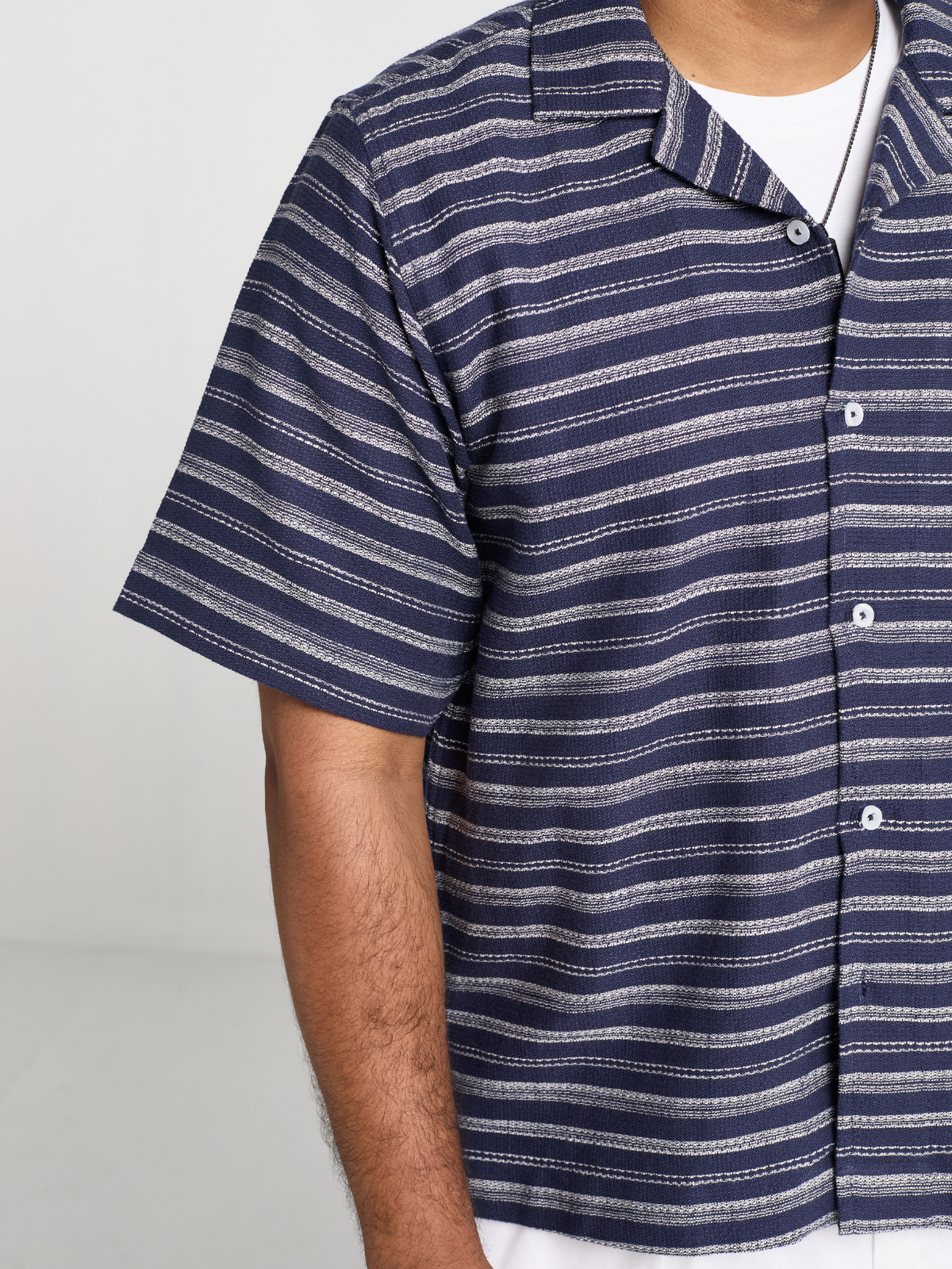 Navy Stripe Cuban Shirt