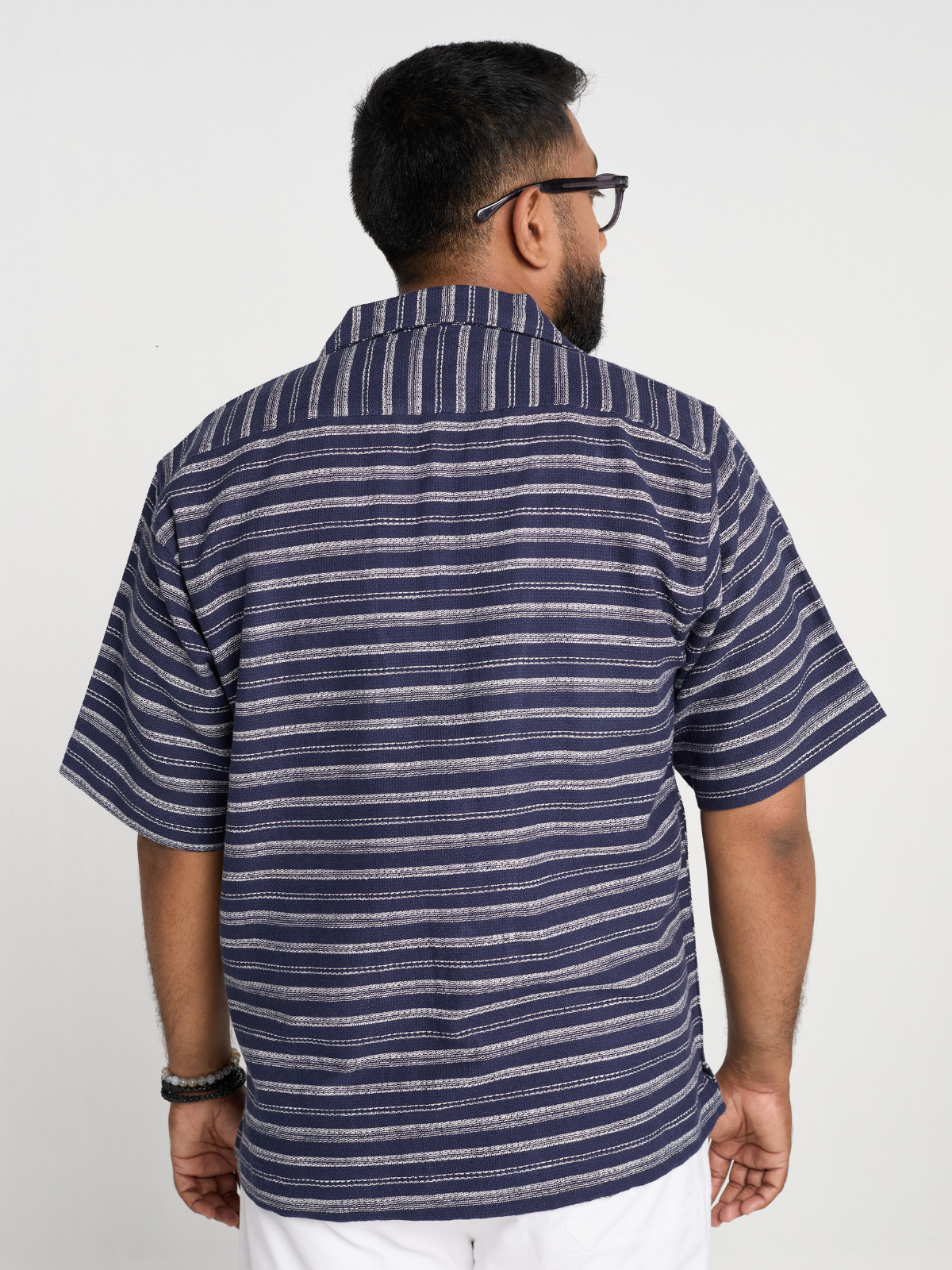 Navy Stripe Cuban Shirt