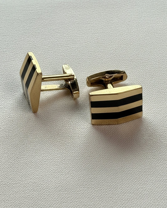 Gold Onyx Stripe Cufflinks
