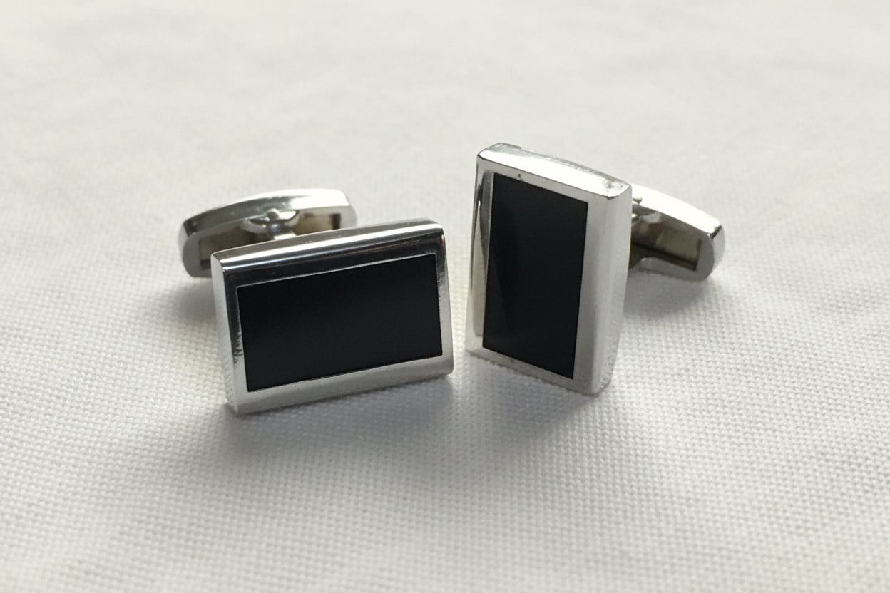 Noir Panel Cufflinks – Silver & Black