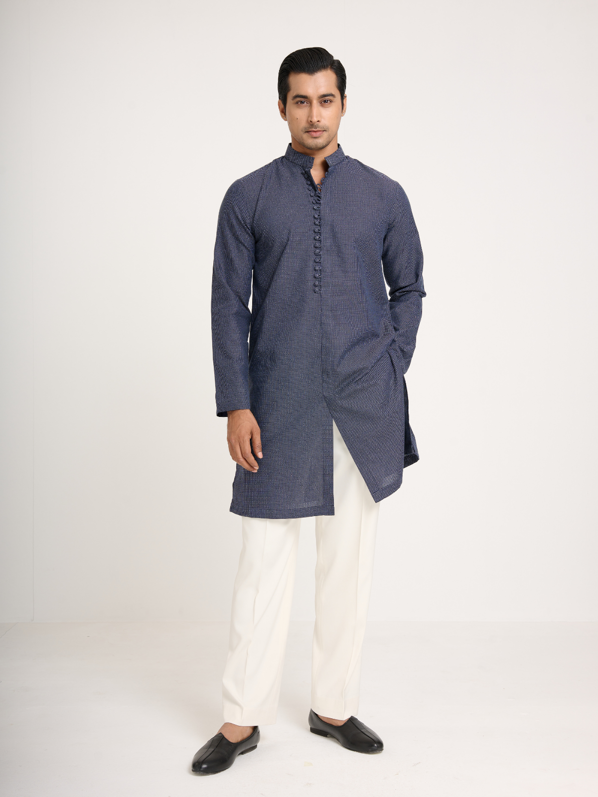 Navy Sherwani Cut Kurta