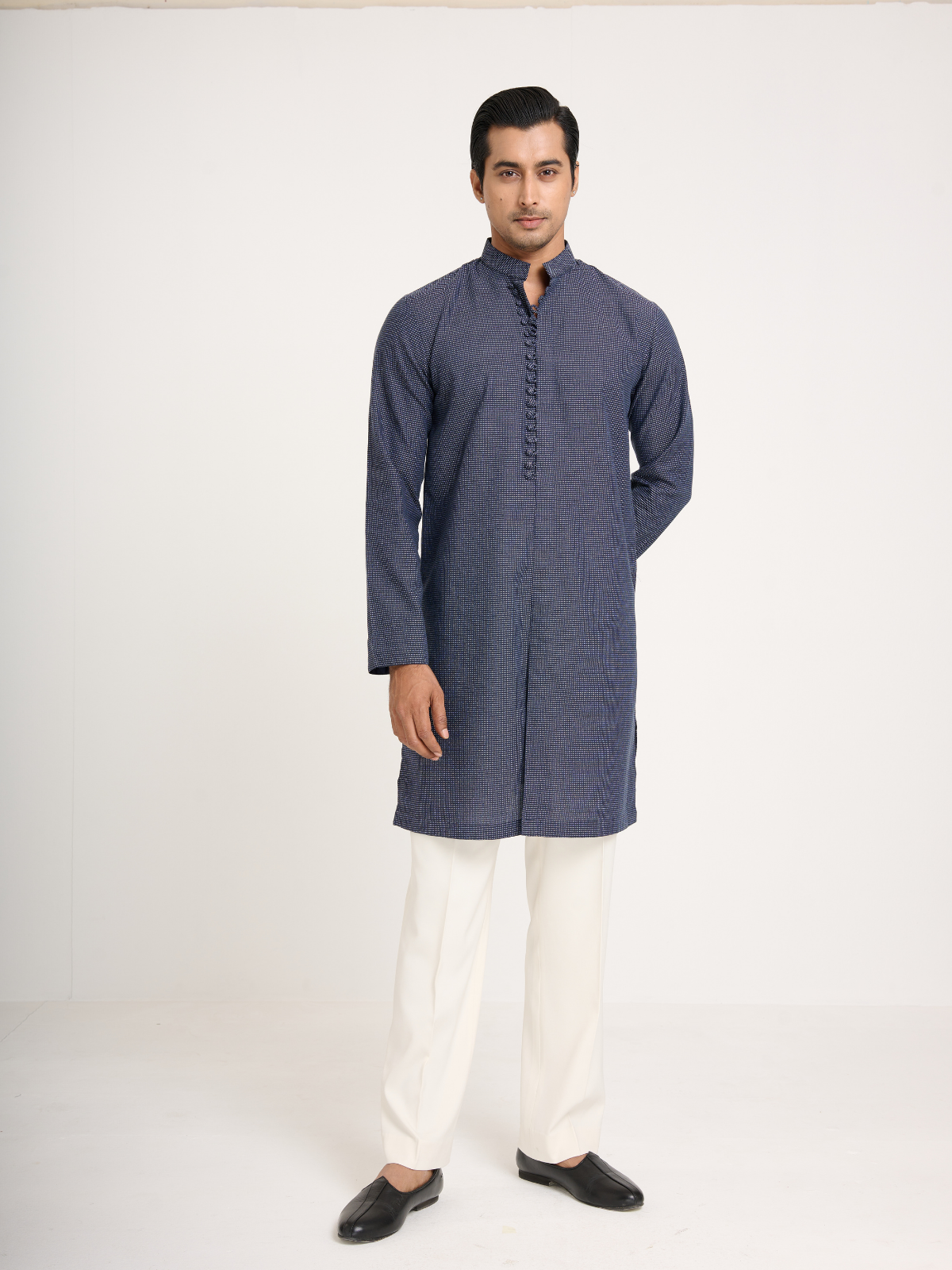 Navy Sherwani Cut Kurta