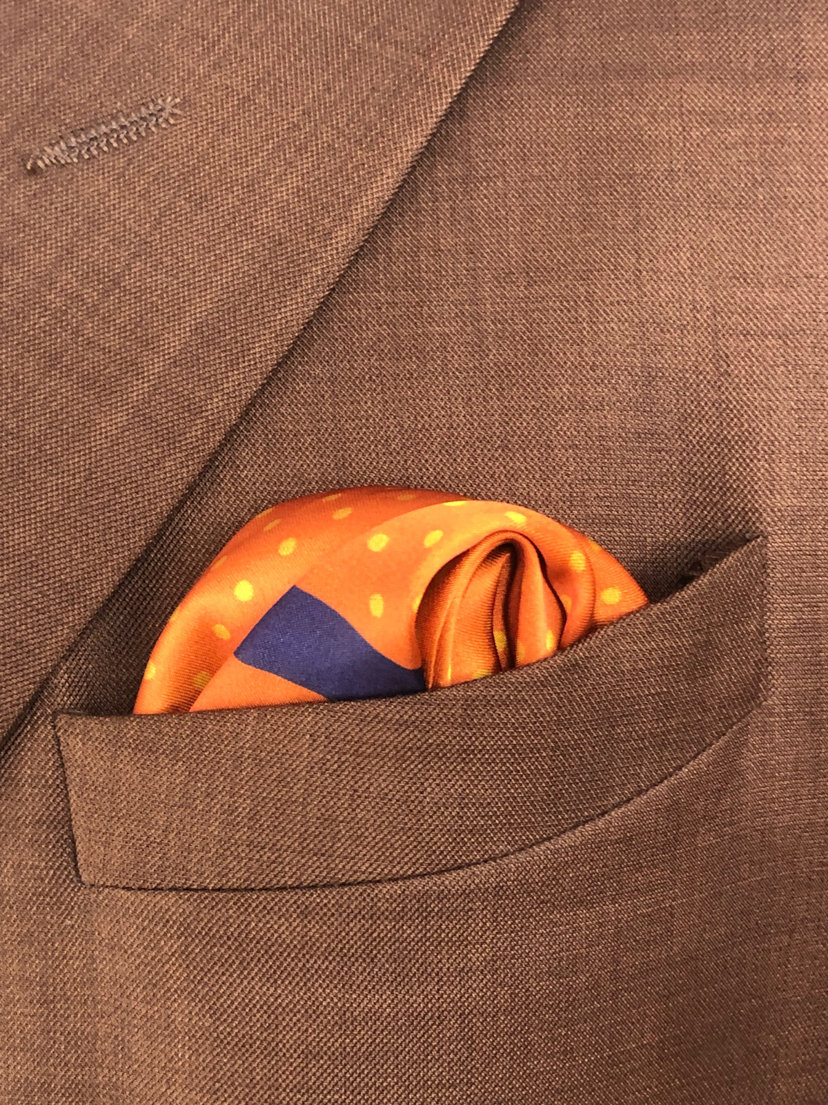 Orange Polka Silk Pocket Square