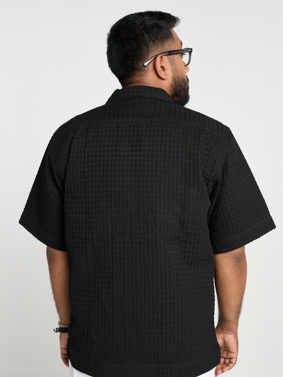Black Subtle Print Cuban Shirt