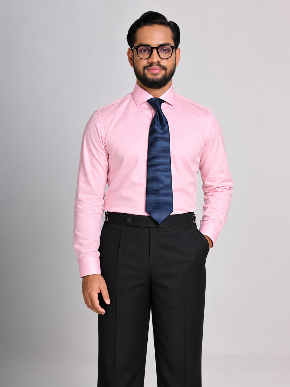 Pink Textured Cutaway Shirt