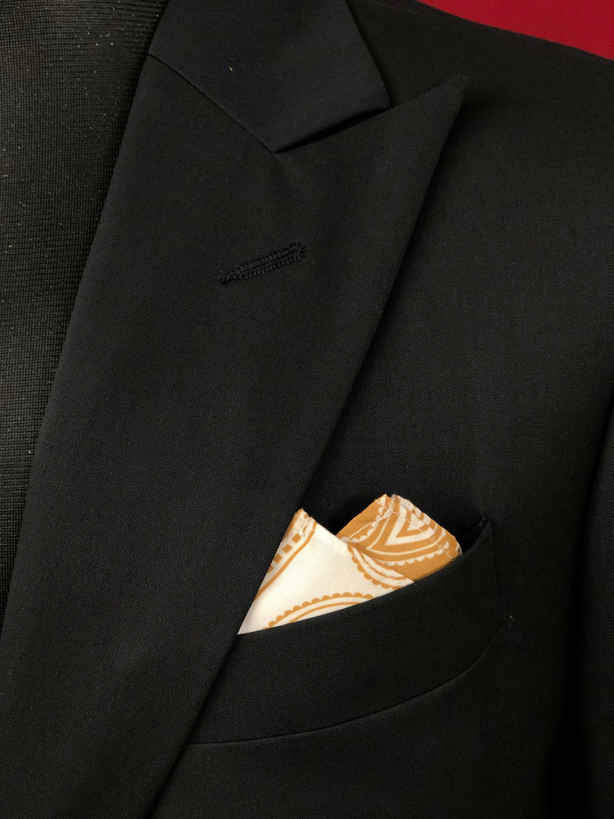 Abstarct Golden & White Pocket Square