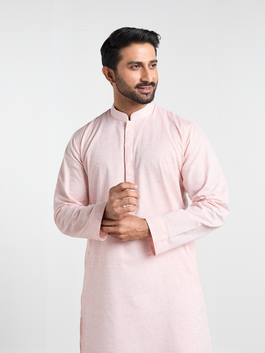 Peach Patterned Basic Kurta