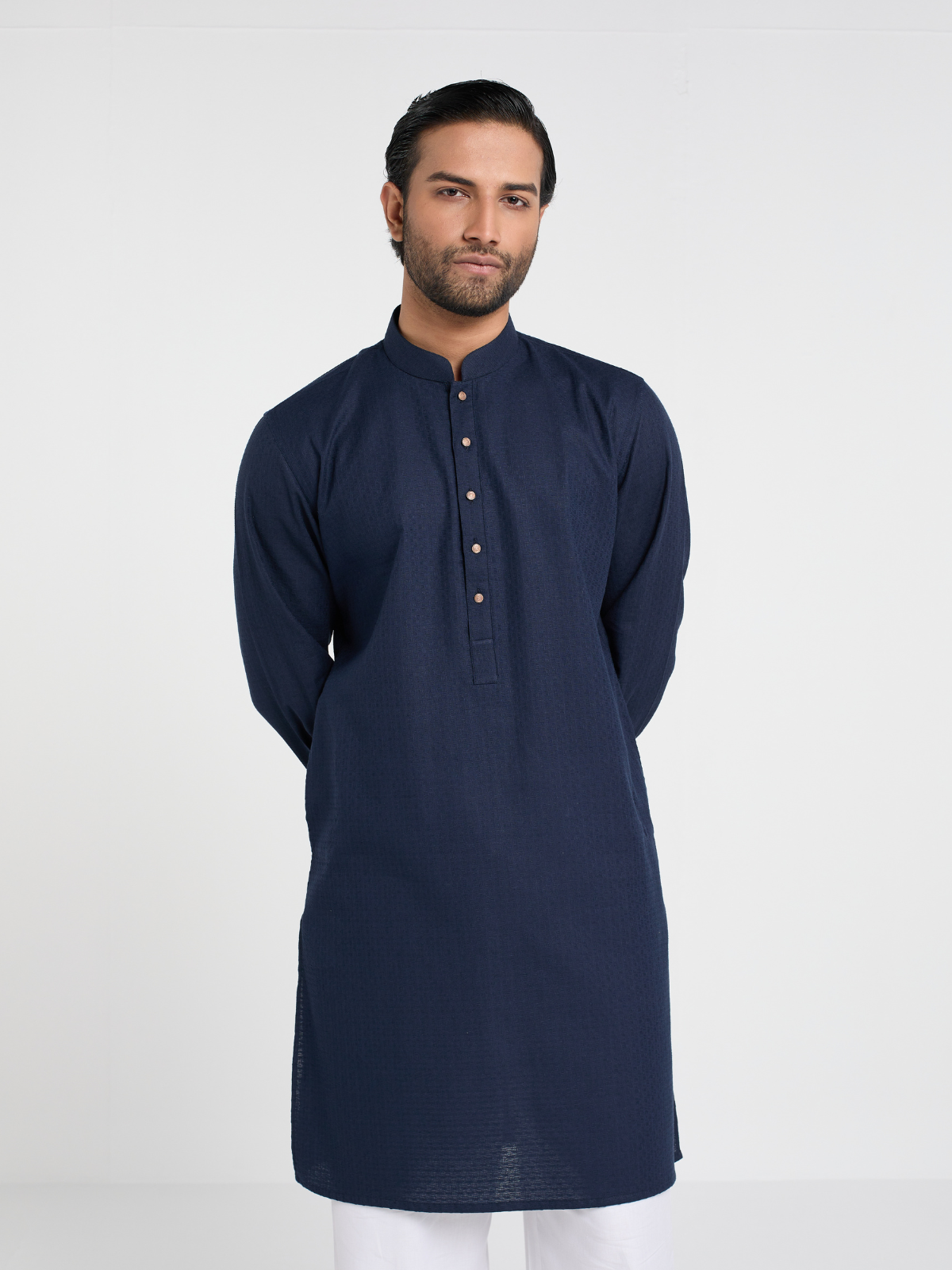 Navy Textured Kurta
