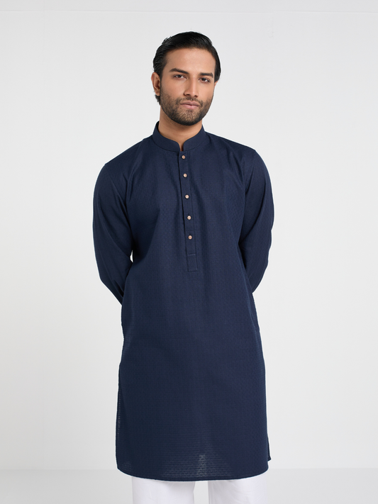 Navy Textured Kurta