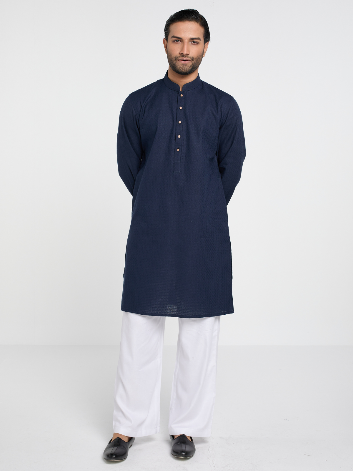 Navy Textured Kurta
