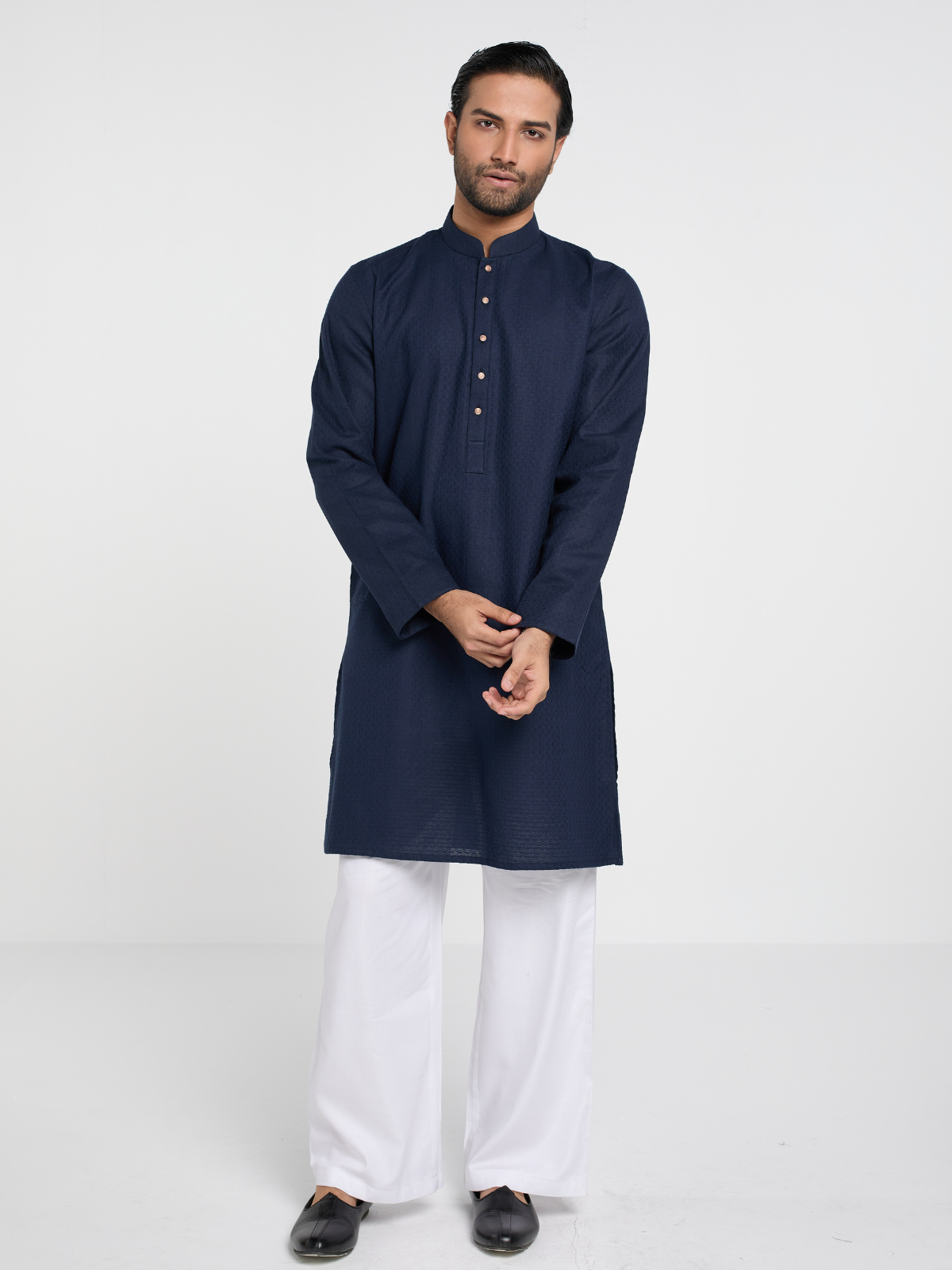 Navy Textured Kurta